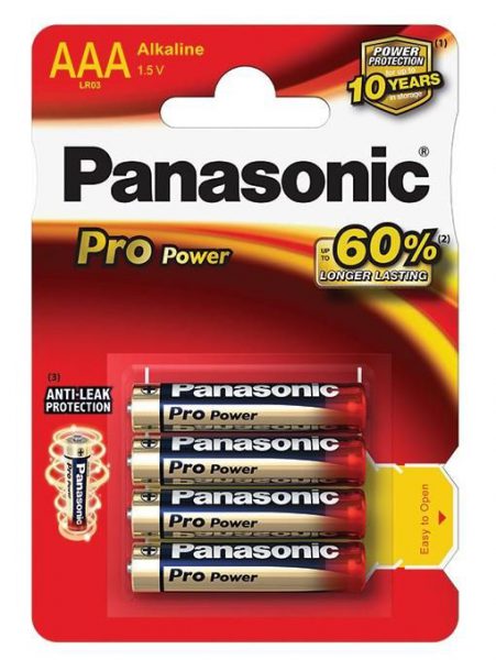 Baterie tužkové mikro Panasonic POWER AAA/4ks Mimořádná životnost! -o 80 % delší výdrž -mikrotužkové baterie AAA -nenabíjecí -napětí 1