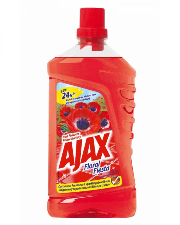 AJAX UNI na podlahy Vlčí mák červený 1000ml Díky svému vysoce účinnému složení a odmaštovacím schopnostem jedlé sody čistí do hloubky zaschlou špínu. Dokonalá čistota