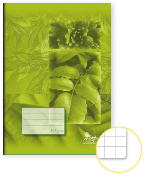Sešit školní 525 bezdřevý NOTES ČTVEREČEK • z bezdřevého papíru 70 g/m2 • formát A5 • 20 listový • čtverečkovaný 5×5 mm