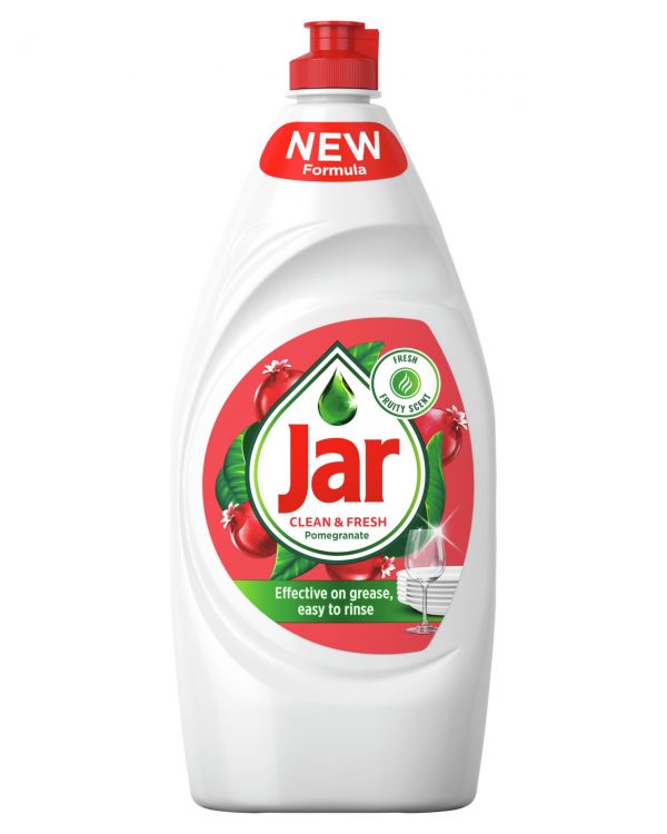 JAR na nádobí 900ml Granátové jablko Prostředek na ruční mytí nádobí. Nekompromisní k mastnotě. Šetrný k Vašim rukám. Snadno se aplikuje na houbičku