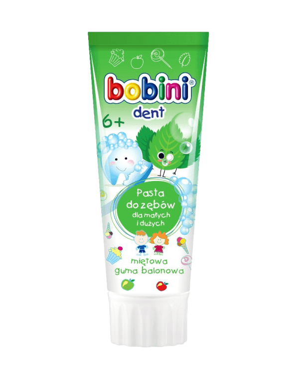 Zubní pasta dětská Bobini 75ml BOBINI DĚTSKÁ ZUBNÍ PASTA MINT - je vhodná pro každodenní udržování hygieny mléčných zubů - pro dětí ve věku od 3 do 10 let - příjemná chuť -aktivní fluor chrání proti zubnímu kazu  -posiluje zubní sklovinu Obsah: 75ml