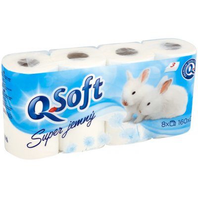 Toaletní papír 200 3vrs. Q Soft bílý Kvalitní jemný toaletní papír -3 - vrstvý -100% celulóza - bílý Balení 80 rolí. 160 útržků