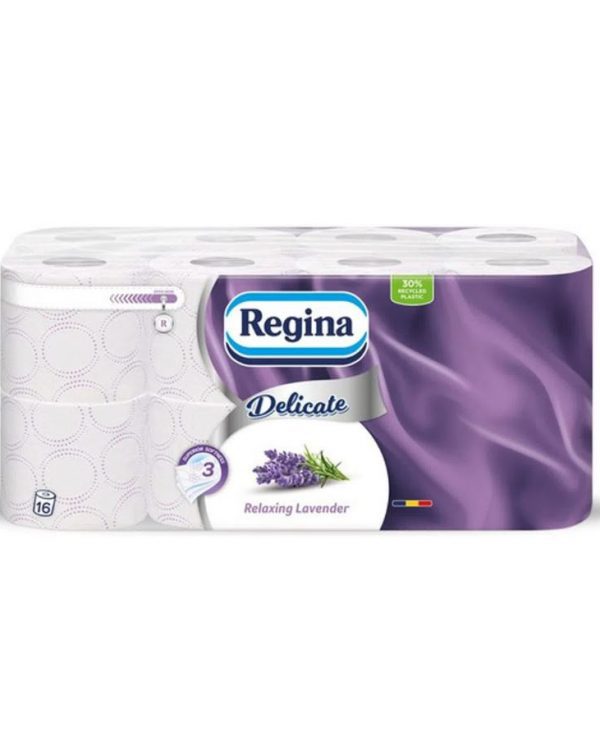 Toaletní papír 200 3vrs. Regina levandule Kvalitní jemný toaletní papír REGINA s vůní levandule Počet vrstev: 3 vrstvy Délka role: 17