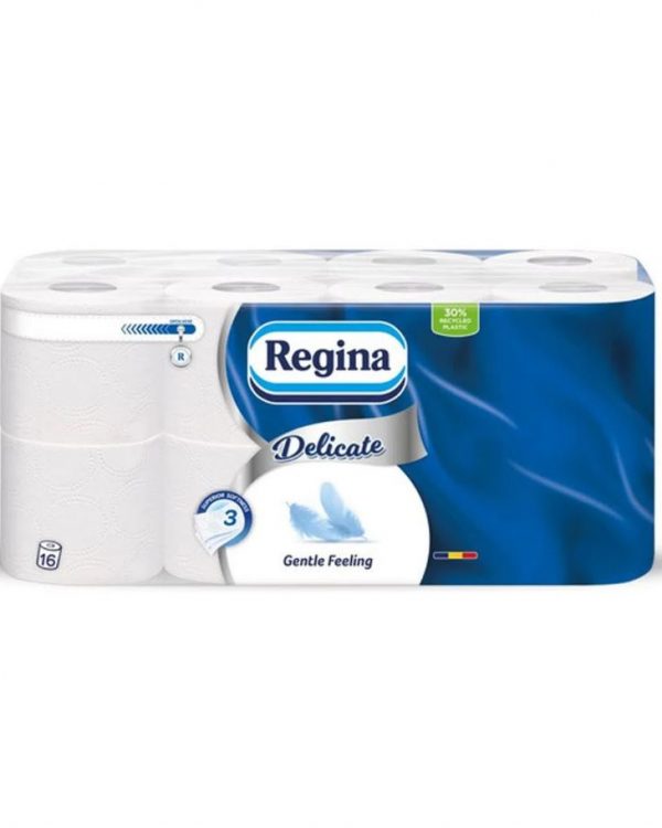 Toaletní papír 200 3vrs. Regina bílý Kvalitní jemný toaletní papír REGINA sněhově bílý Počet vrstev: 3 vrstvy Délka role: 17