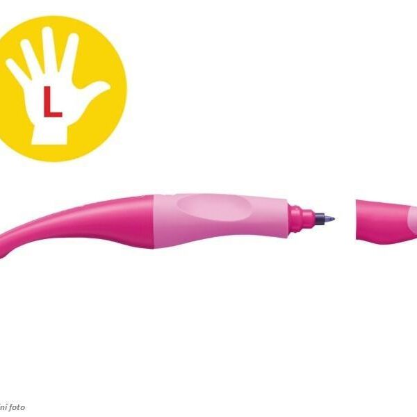 Roller inkoustový Stabilo pro leváky růžová PRO LEVÁKY STABILO EASY original. Ergonomický roller + náhradní náplň pro začátečníky a školáky od 6 let. První roller v ergonomickém designu - ve speciálních verzích pro leváky a praváky. Úchopová zóna vyrobená z neklouzavého materiálu. Uvolněné držení brání předčasné