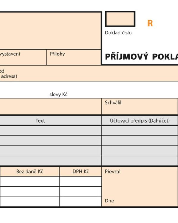 Příjmový pokl. doklad NCR 2x50 čísl. A6 OPT 81 - propisující Označení NCR = samopropisující papír