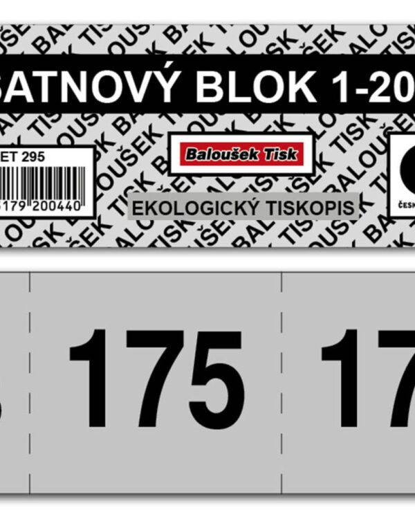 Šatnové bloky 1-200 - nepropisující Šatnové bloky