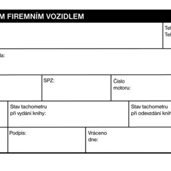 Kniha jízd firemního vozidla OPT 1171 - nepropisující Kniha jízd firemního vozidla A5 ET320 nečíslovaná nepropisující. Se sešitovou vazbou V1. 