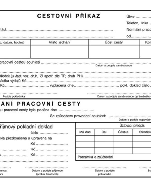 Cestovní příkaz A5 OPT51 - nepropisující - nepropisovací