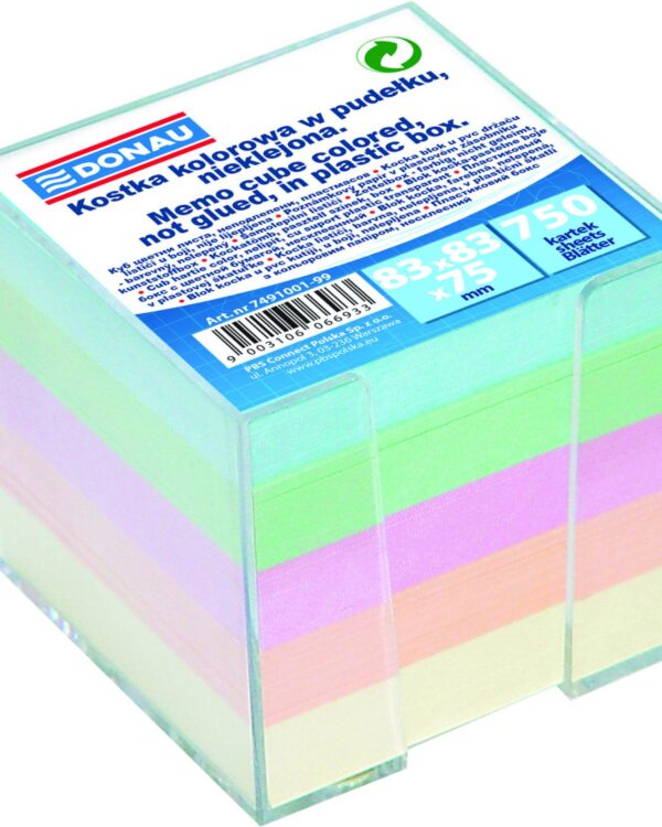 Blok kostka zásobník 9x9/750l pastel mix Náhradní poznámkový ekologicky šetrný papír v pastelových jemných barvách. Je nelepený. Určen pro použití samostatně nebo jako náhradní náplň do zásobníku. Univerzální využití v kanceláři
