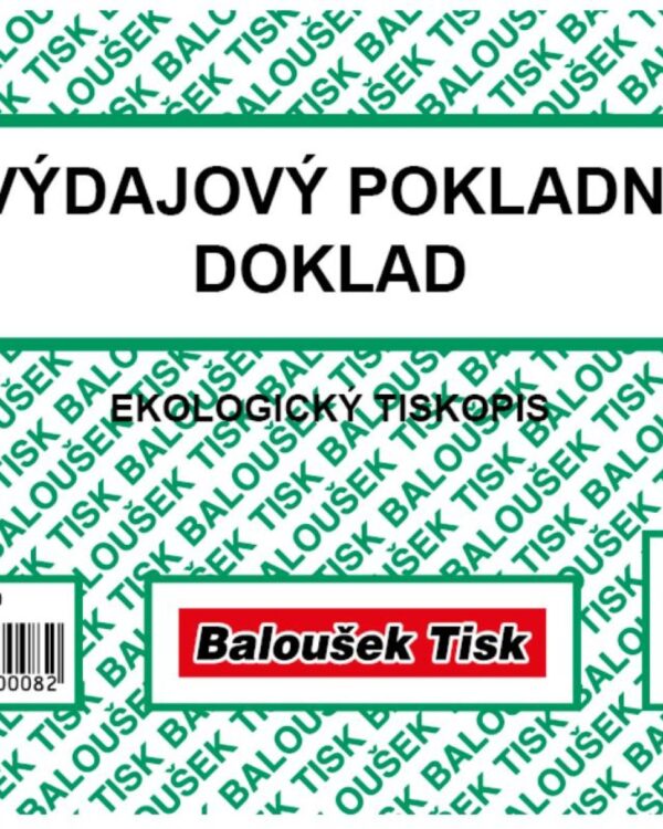 Výdajový pokladní doklad A6 Baloušek ET040 - nepropisující Příjmový pokladní doklad A6 Baloušek ET040 nepropisovací pro jednoduché účetnictví. Pokladní doklad slouží k zachycení pohybu peněžní hotovosti v pokladně