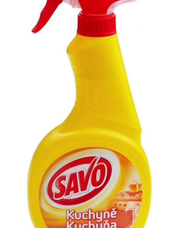 Savo na kuchyně s rozprašovačem 500ml Savo kuchyně s rozprašovačem odstraní snadno mastnou špínu ze všech omývatelných povrchů. Obsahuje antibakteriální přísadu. Výrazně parfémovaný moderní prostředek na čištění v kuchyni s rozprašovačem. Rychle a bez námahy odstraňuje z kuchyně všechny mastné skvrny i usazené nečistoty. Současně je k čištěným povrchům šetrný a dodává jim lesk. Používá se na všechny omyvatelné povrchy v kuchyni