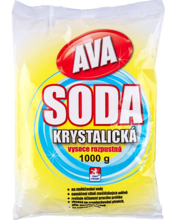 Soda Krystal 1kg Krystalická soda je prostředek na změkčení vody. Na namáčení silně znečištěných oděvů (pracovní oděvy