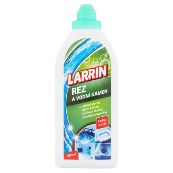 Larrin na rez a vodní kámen 500ml Larrin Čistící přípravek na rez a vodní kámen. Zářivý lesk bez námahy! Extra silný! Pro případy