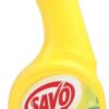 Savo na koupelny s rozprašovačem 500ml Savo koupelna je tekutý čistič na vodní kámen 500 ml rychle a šetrně odstraňuje usazené skvrny od vody a mýdla a vodní kámen. Čištěným povrchům dodává lesk a zanechává příjemnou vůni. Pěna pomalu stéká a zvyšuje účinnost i na svislých plochách. Používejte na vany
