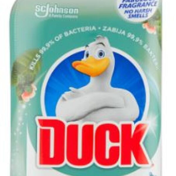 WC Duck tekutý gel 750ml Máta Čisticí tekutý gel Duck Máta na WC mísu s příjemnou květinovou vůní. Kompletní čištění WC mísy