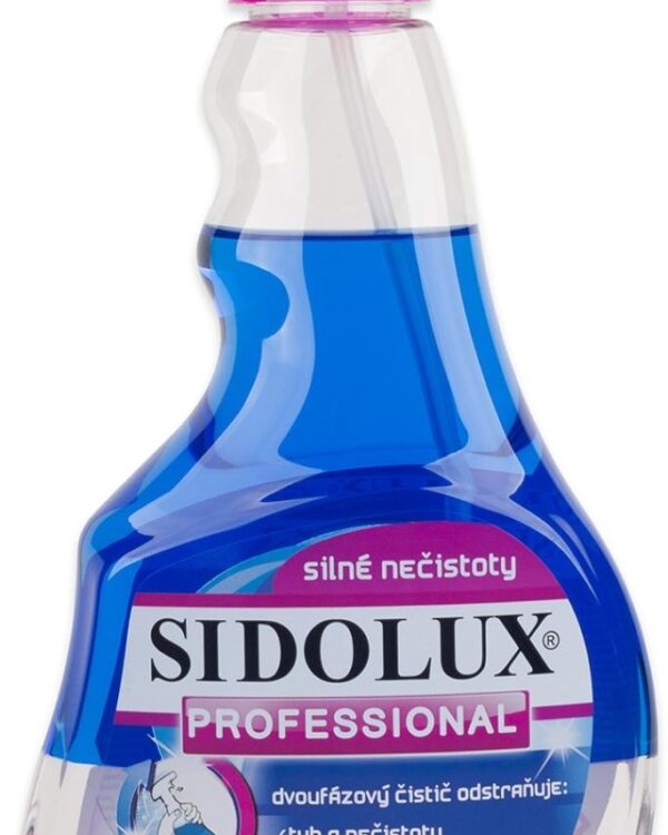 Sidolux Professional dvoufázový čistič - rozprašovač na silné nečistoty 500ml Moderní prostředek k odstranění silných nečistot! Je zejména určen na mytí okenních rámů