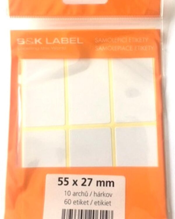 Etikety samolep. 55x27mm/60 etiket Samolepící etikety bílé barvy vhodné na popisování