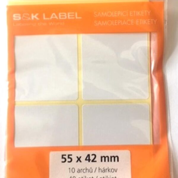 Etikety samolep. 55x42mm/40 etiket Samolepící etikety bílé barvy vhodné na popisování