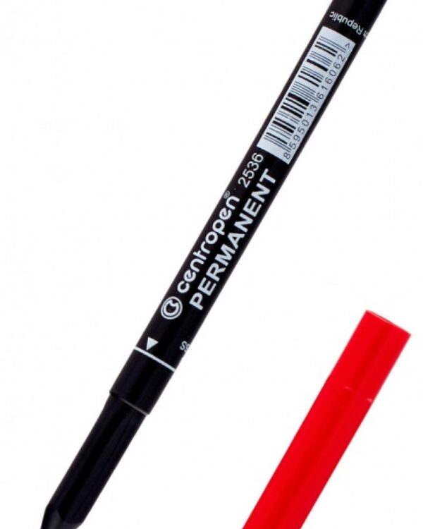 Popisovač Centropen 2536 červený Centropen 2536 Permanent píše na většinu povrchů