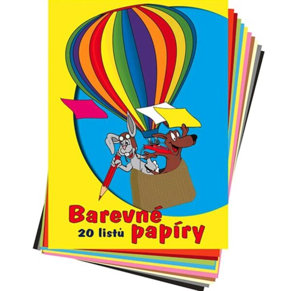 Barevné papíry nelepicí 20 listů 20 barevných listů ve složce (od každé barvy dva listy). Barva žlutá