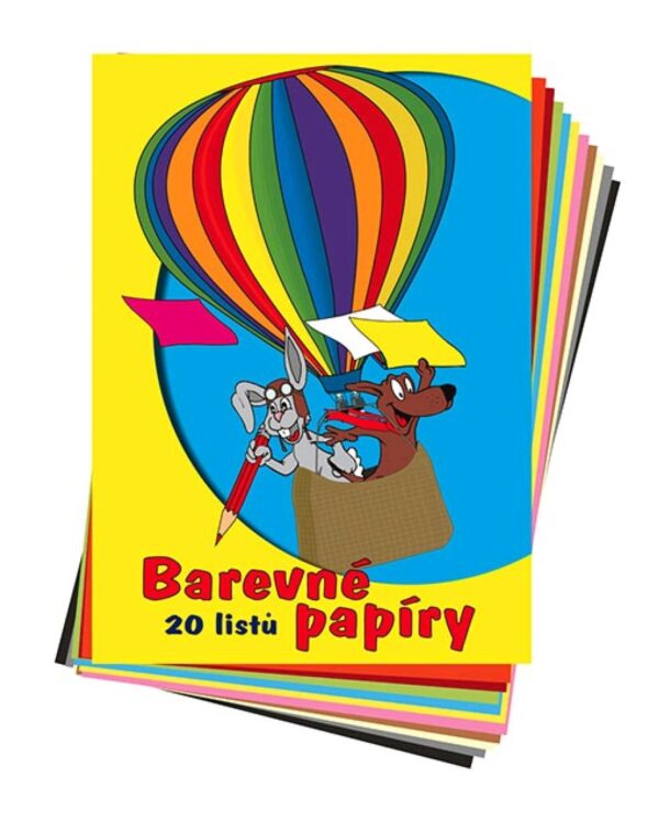 Barevné papíry nelepicí 20 listů 20 barevných listů ve složce (od každé barvy dva listy). Barva žlutá