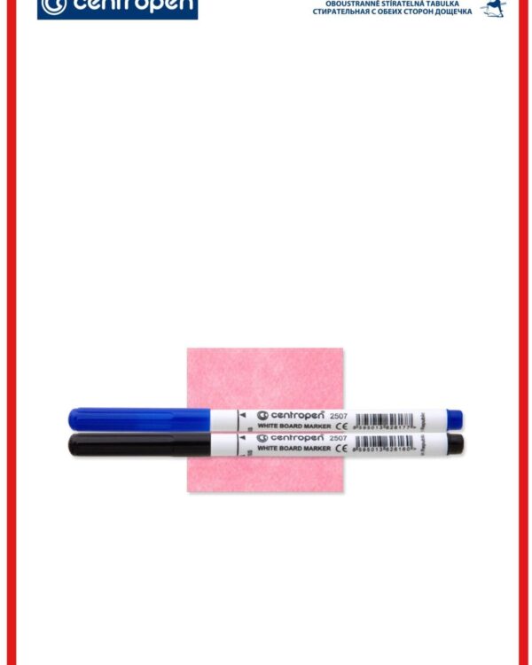 Tabulka stíratelná A4 CENTROPEN 7769  + 2x fix + hadřík Sada obsahuje oboustranně stíratelnou tabulku formátu A4 s potiskem linek a čtverečků pro nácvik psaní