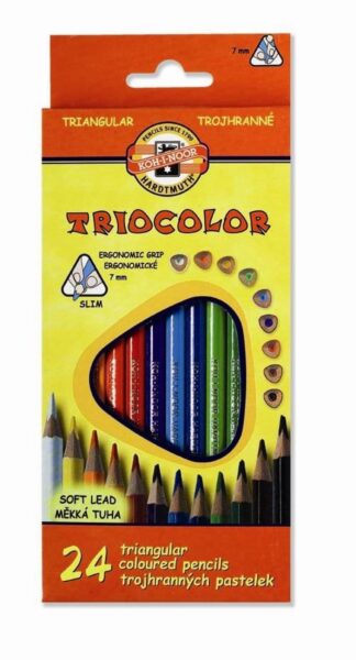 Pastelky 3134 trojhranné Koh-i-noor 24ks Pastelky 3134 trojhranné Koh-i-noor 24ks Ergonomické tenké pastelky 7mm s trojhranným řešením úchopu. Jsou určeny jak pro školáky tak i děti předškolního věku. Tyto tužky získávají stále větší oblibu.Tužka je vhodná pro dyslektiky a dysgrafiky