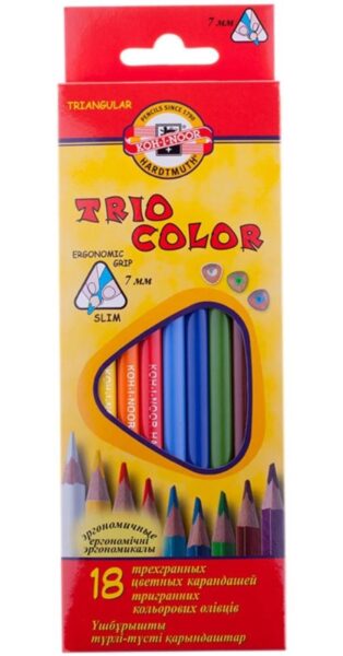 Pastelky 3133 trojhranné Koh-i-noor 18ks Pastelky 3133 trojhranné Koh-i-noor 18ks Ergonomické tenké pastelky 7mm s trojhranným řešením úchopu. Jsou určeny jak pro školáky tak i děti předškolního věku. Tyto tužky získávají stále větší oblibu.Tužka je vhodná pro dyslektiky a dysgrafiky