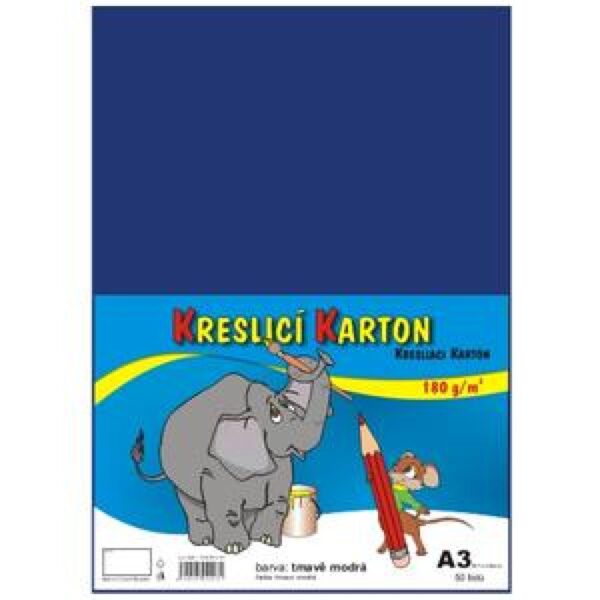 Kreslicí karton A3/180g/50lis tmavě modrá Všem