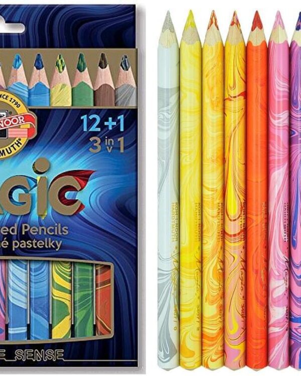 Pastelky Koh-i-noor duhové Magic 3408/12+1 Magické trojhranné pastelové tužky jsou speciální pastelové tužky