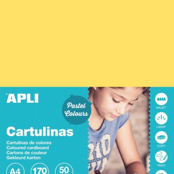 Kreslicí karton APLI  A4/170g/50lis světle žlutá Kreslicí karton barevný APLI/SVĚTLE ŽLUTÁ