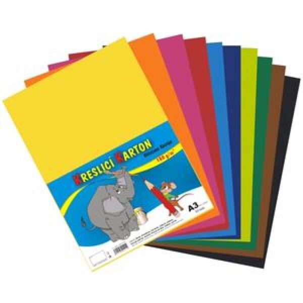 Kreslicí karton A3/180g/60lis mix 12 barev Kreslicí karton barevný