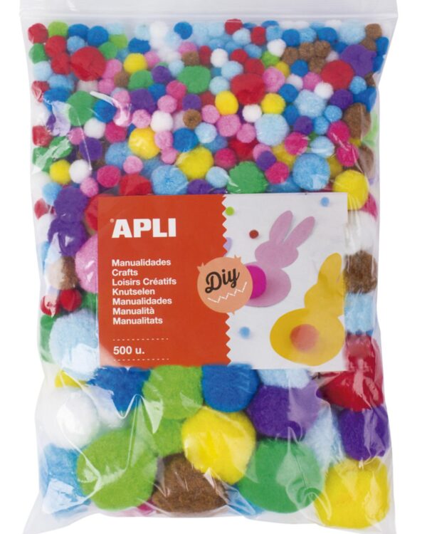 Pompony kuličky mix barev a velikostí JUMBO SET 500ks Měkké kuličky Pom-Pom ideální pro ruční práce a výtvarné aktivity