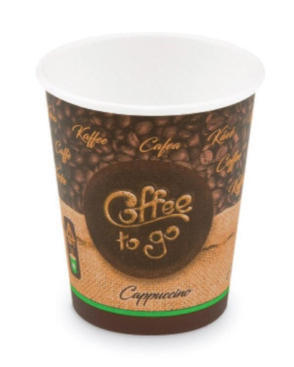 Kelímek papírový "Coffee to go" hnědý 280ml/50ks Kvalitní pevný papírový kelímek s potiskem