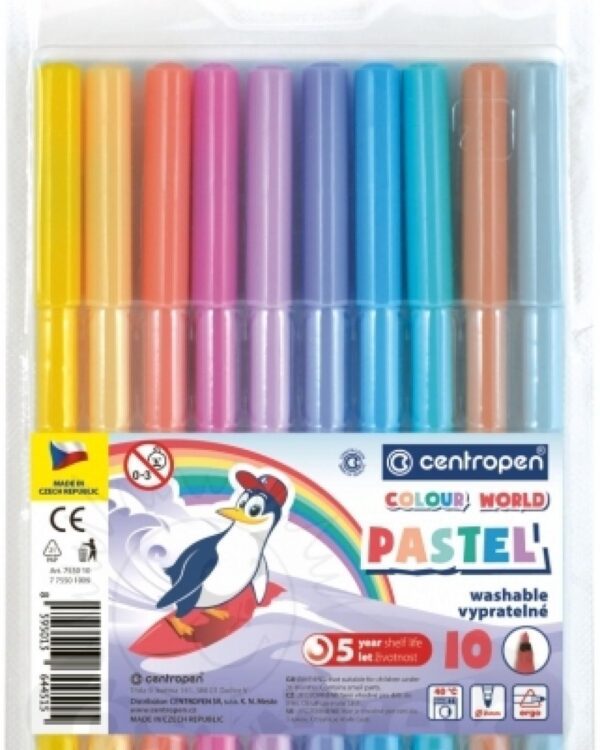 Popisovač Centropen 7550/10ks pastelové barvy Centropen COLOUR WORLD 7750 je barevný značkovač