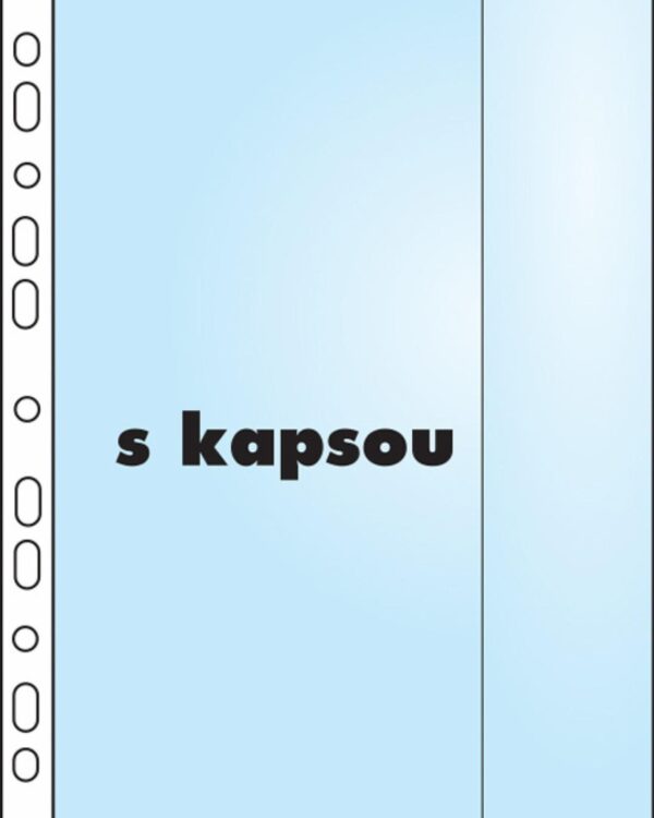 Obal závěsný B4 boční klopa 110mic/50ks Závěsný euroobal B4 s děrováním k zakládání dokumentů do pořadačů. Kapsa zboku zvětšuje kapacitu obalu a umožňuje uložit víc dokumentů.  Chrání dokumenty před vlhkem a nečistotami.