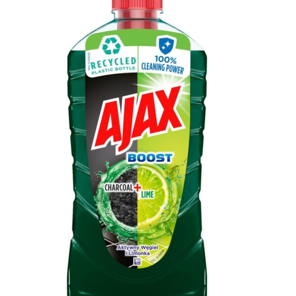 AJAX UNI na podlahy Dřevěné uhlí a limetka  1000ml Ajax Boost s limetkou a uhlím je čistič na více povrchů se speciálním složením kombinující tradiční přísady