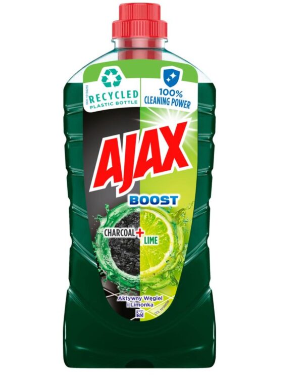 AJAX UNI na podlahy Dřevěné uhlí a limetka  1000ml Ajax Boost s limetkou a uhlím je čistič na více povrchů se speciálním složením kombinující tradiční přísady