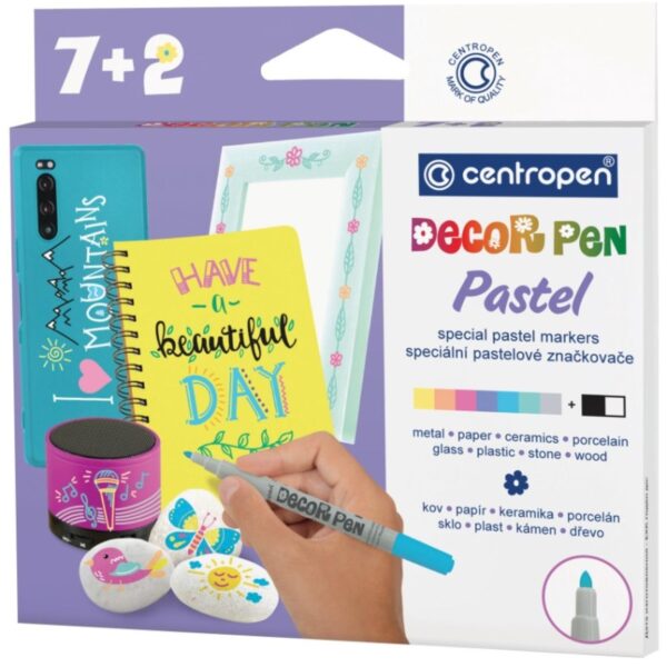 Značkovač Decor Pen 2738/9ks pastelové barvy Sada 8ks dekoračních značkovačů s válcovým hrotem.