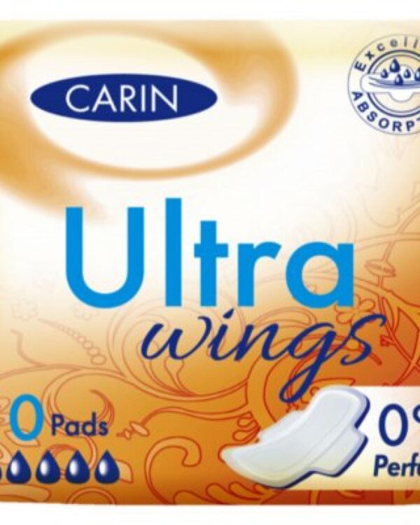 Dámské vložky Carin ultra s křidélky 9ks Dámské hygienické vložky Carin Ultra Wings s křidélky. Ultra tenké jednotlivě balené vložky s křidélky s vysokou absorpční schopností.