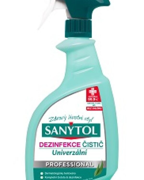 Sanytol Professional dezinfekce univerzální rozprašovač 750ml Univerzální dezinfekce v rozprašovači SANYTOL má díky svému trojímu účinku - antibakteriálnímu