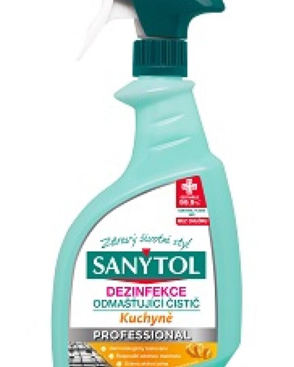 Sanytol Professional dezinfekce na kuchyně 750ml Dezinfekce ve spreji na kuchyně SANYTOL Professional účinně odstraňuje zbytky mastnoty a usazenin v kuchyni. Díky trojímu účinku - bakteriálnímu