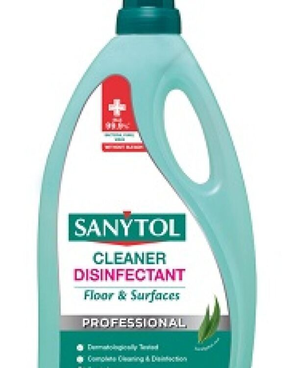 Sanytol Professional dezinfekce univerzální na podlahy a plochy 5l Univerzální dezinfekce na podlahy SANYTOL má trojí účinek: Baktericidní podle EN 13697 neředěný (5 min.) a podle EN 1276 25% roztok (5 min.). Fungicidní podle normy EN 13697 neředěný (15 min.) a podle EN 1650 25% roztok (15 min.). Virucidní podle EN 14476 25% roztok (5 min.) na virus chřipky A (H1N1) a Herpes simplex typ 1. 