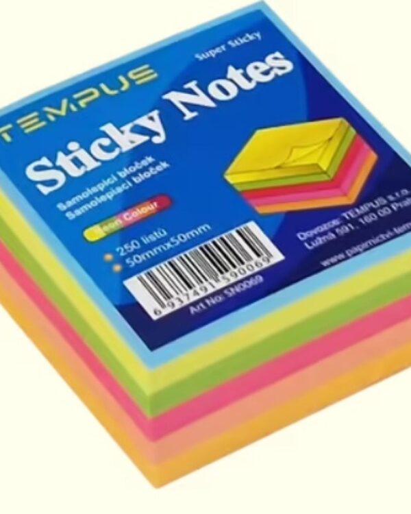 Lepicí blok Y 50x50/250l neon mix Samolepicí bloček Y ve výrazných neonových barvách. Vhodné pro zanechání vzkazů a připomínek. 