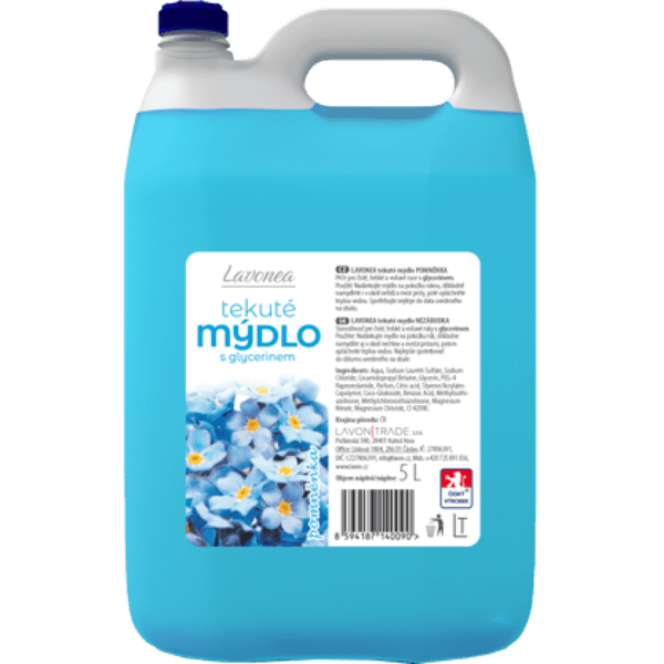 Mýdlo tekuté LAVON 5l modré pomněnka LAVONEA tekuté mýdlo pomněnka 5 l je kvalitní mýdlo s neutrálním pH a glycerinem pro hebké
