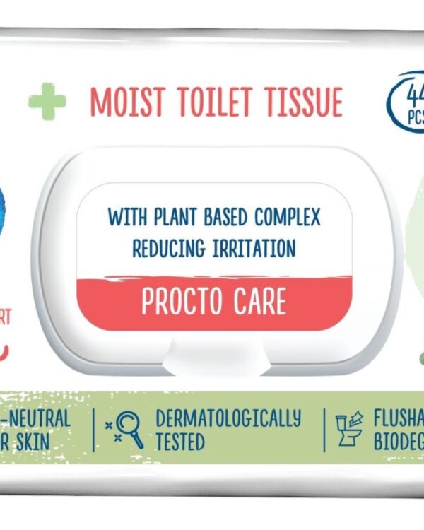 Toaletní papír Procto Care vlhčený dubová kůra a probiotikum 44ks Vlhčený toaletní papír Procto Care