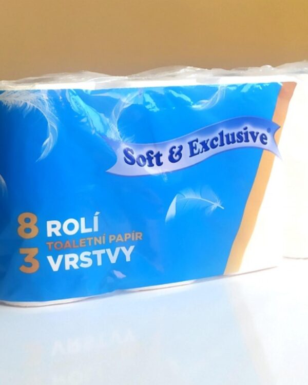 Toaletní papír 200 3vrs. Toaletní papír Soft a Exclusive 3 vrstvý je vysoce kvalitní produkt vyrobený z bílé celulózy. Tento jemný a měkký toaletní papír je vybaven ražbou