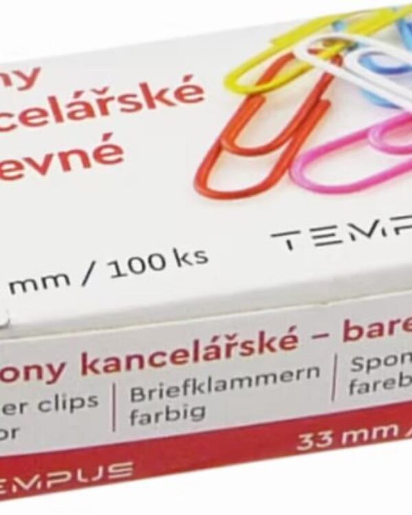 Dopisní spony barevné 100ks/33 mm Kovové kancelářské sponky ke spojování dokumentů k sobě