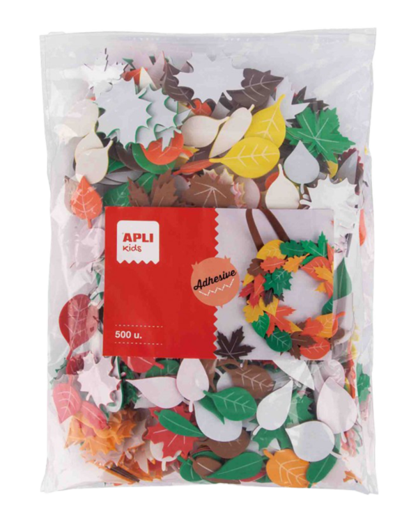 Pěnová guma listy mix barev a velikostí JUMBO SET 500ks Pěnovka ve tvaru listů